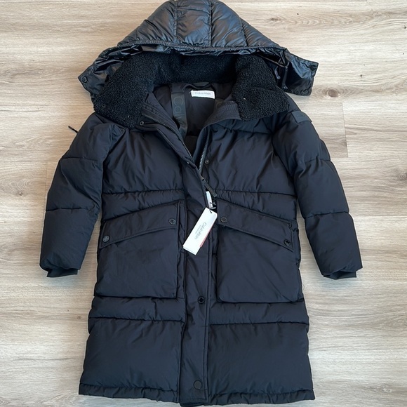 CALVIN KLEIN
Oversized Fleece-Trim Hooded Puffer Coat woman’s size small black - Picture 1 of 11